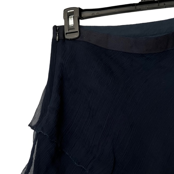L’AGENCE Navy Silk Ruffle Skirt - Picture 8 of 14